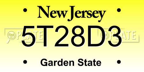 5T28D3 New Jersey License Plate