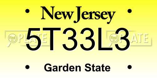 5T33L3 New Jersey License Plate