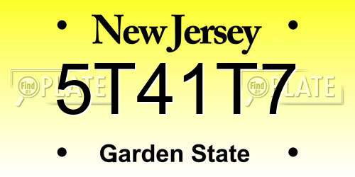 5T41T7 New Jersey License Plate