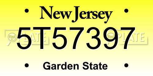 5T57397 New Jersey License Plate