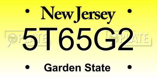 5T65G2 New Jersey License Plate