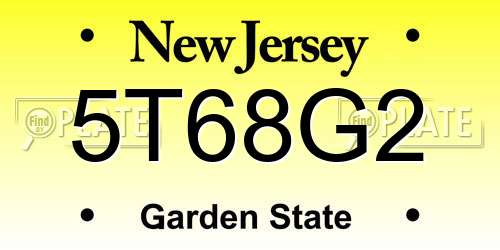 5T68G2 New Jersey License Plate
