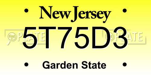 5T75D3 New Jersey License Plate