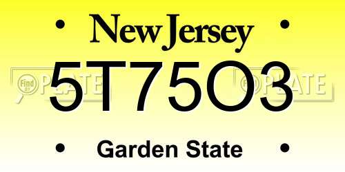5T75O3 New Jersey License Plate