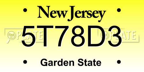 5T78D3 New Jersey License Plate