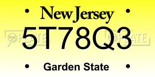 5T78Q3 New Jersey License Plate