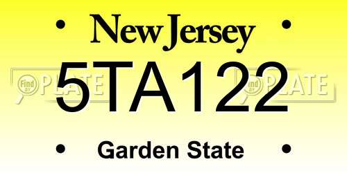 5TA122 New Jersey License Plate