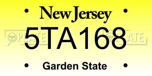 5TA168 New Jersey License Plate