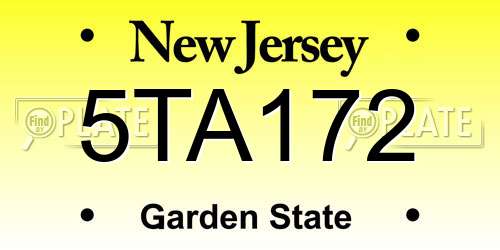 5TA172 New Jersey License Plate