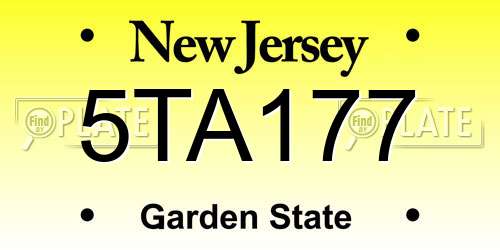 5TA177 New Jersey License Plate