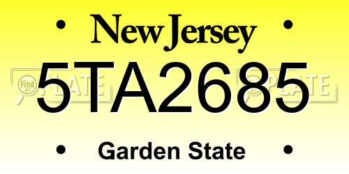 5TA2685 New Jersey License Plate