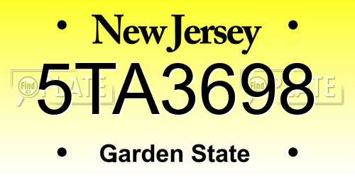 5TA3698 New Jersey License Plate