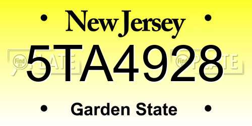 5TA4928 New Jersey License Plate