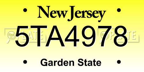 5TA4978 New Jersey License Plate