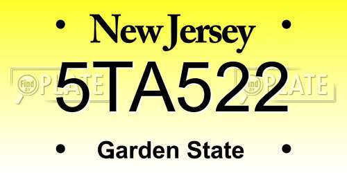 5TA522 New Jersey License Plate