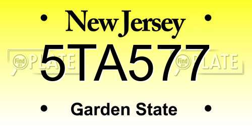 5TA577 New Jersey License Plate