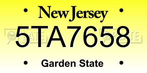 5TA7658 New Jersey License Plate