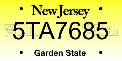 5TA7685 New Jersey License Plate