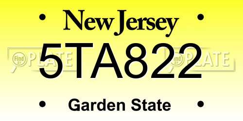 5TA822 New Jersey License Plate