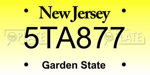5TA877 New Jersey License Plate