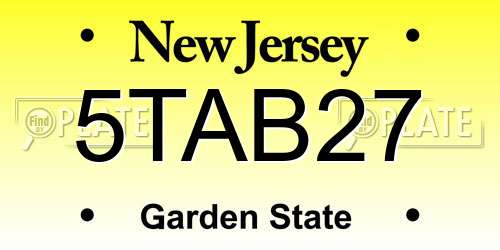 5TAB27 New Jersey License Plate