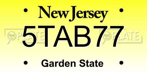 5TAB77 New Jersey License Plate