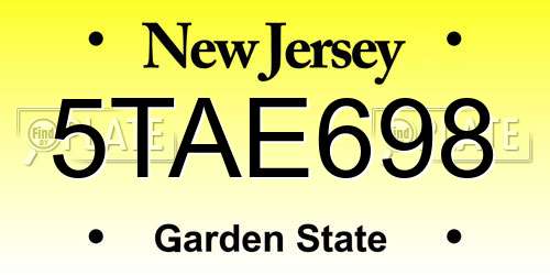 5TAE698 New Jersey License Plate