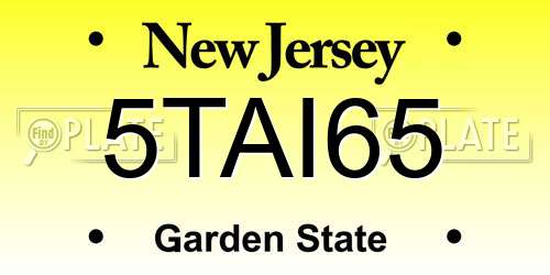 5TAI65 New Jersey License Plate
