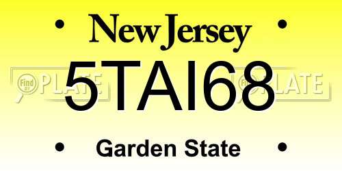 5TAI68 New Jersey License Plate