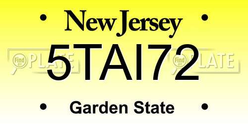 5TAI72 New Jersey License Plate