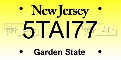 5TAI77 New Jersey License Plate