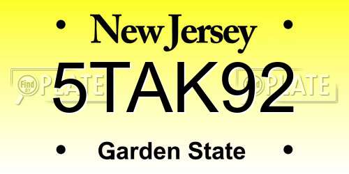 5TAK92 New Jersey License Plate