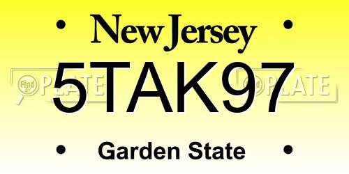 5TAK97 New Jersey License Plate
