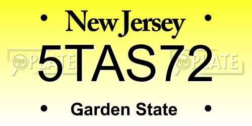 5TAS72 New Jersey License Plate