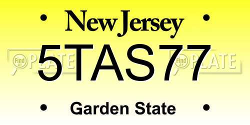 5TAS77 New Jersey License Plate