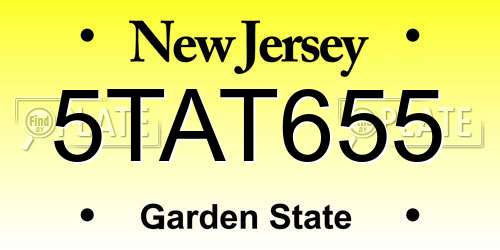 5TAT655 New Jersey License Plate