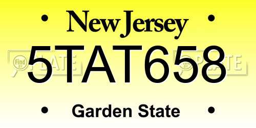 5TAT658 New Jersey License Plate