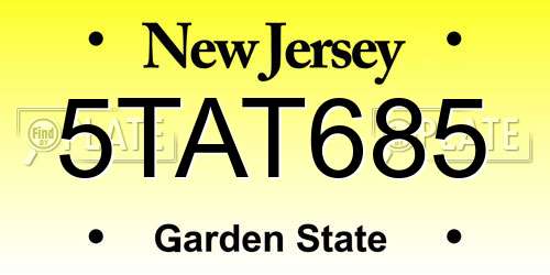 5TAT685 New Jersey License Plate