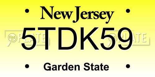 5TDK59 New Jersey License Plate