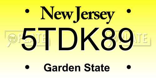 5TDK89 New Jersey License Plate