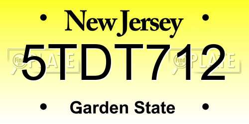 5TDT712 New Jersey License Plate