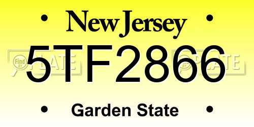 5TF2866 New Jersey License Plate