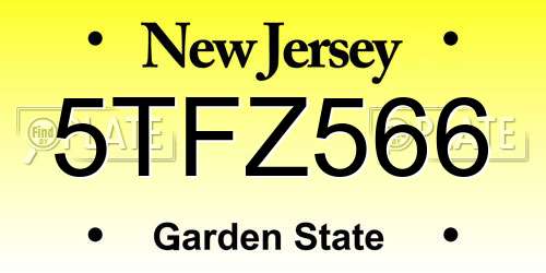 5TFZ566 New Jersey License Plate