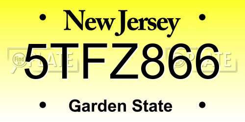 5TFZ866 New Jersey License Plate