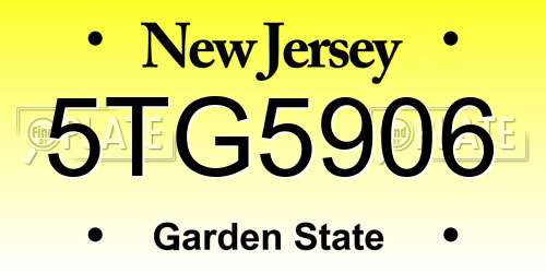 5TG5906 New Jersey License Plate