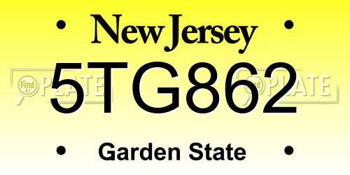 5TG862 New Jersey License Plate