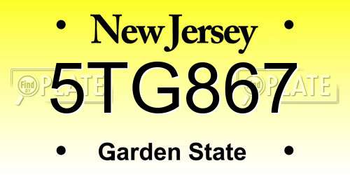 5TG867 New Jersey License Plate