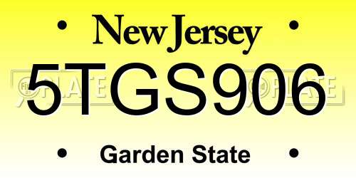 5TGS906 New Jersey License Plate