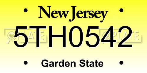 5TH0542 New Jersey License Plate