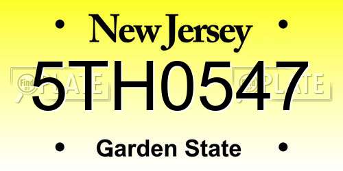 5TH0547 New Jersey License Plate